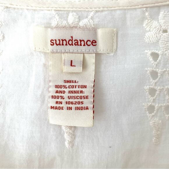 Sundance Cream Boho Eyelet Tunic Blouse size large - Picture 6 of 6